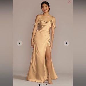 David’s Bridal - Galina Signature charmeuse cowl dress w/ swag sleeves